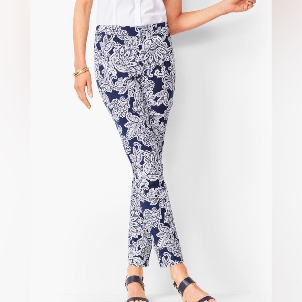 TALBOTS CHATHAM ANKLE PANTS - PAISLEY FLORAL SIZE 2P - Picture 2 of 8